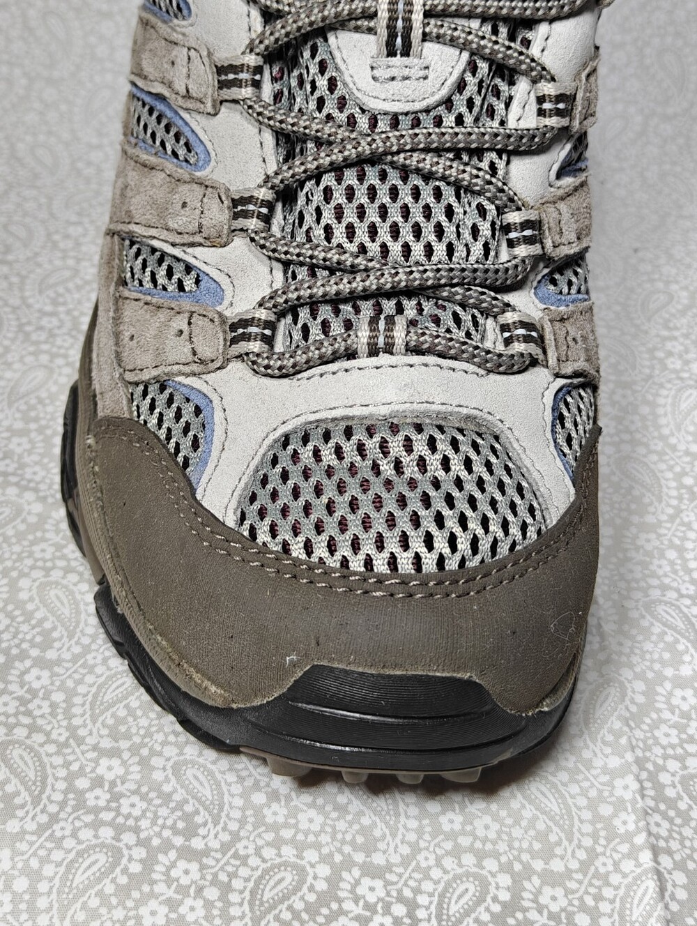 Merrell Women's Moab 2 Waterproof Grey Light Blue Vibram Hiking Shoes Size 7 - Picture 7 of 12